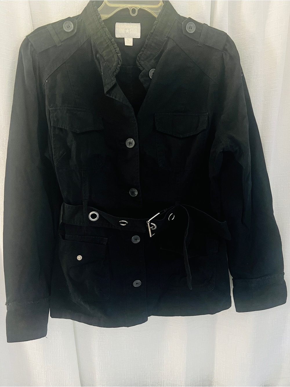 Converse womens Black Utility Belted Jacket SZ LG